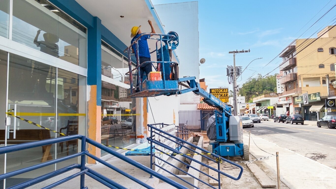 Uso da plataforma substituindo andaimes na obra